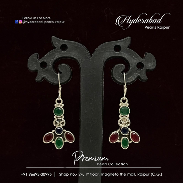 Radiant Red Stone Earrings: - Image 2