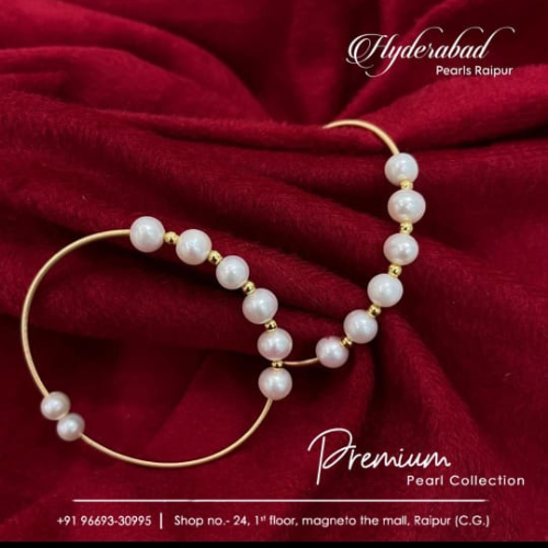 Delicate Pearl Gold Bangles