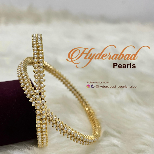 Elegant Pearl Gold Bangles