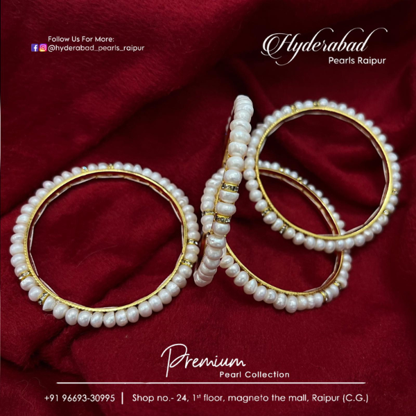 Elegant Pearl Gold Bangles