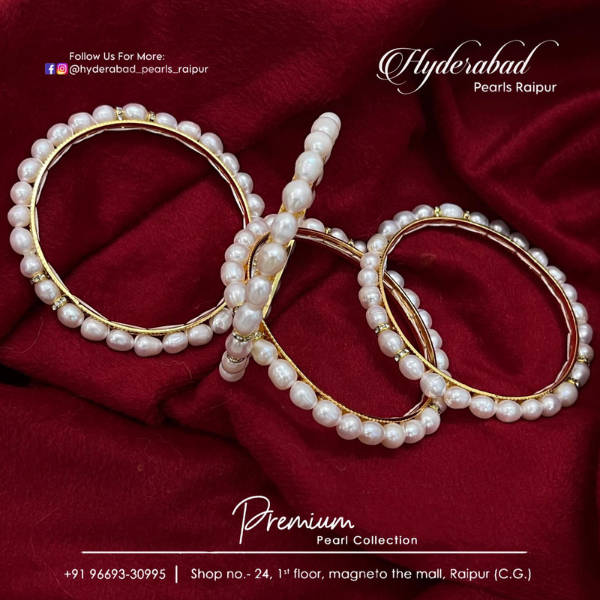 Thin Pearl Gold Bangles